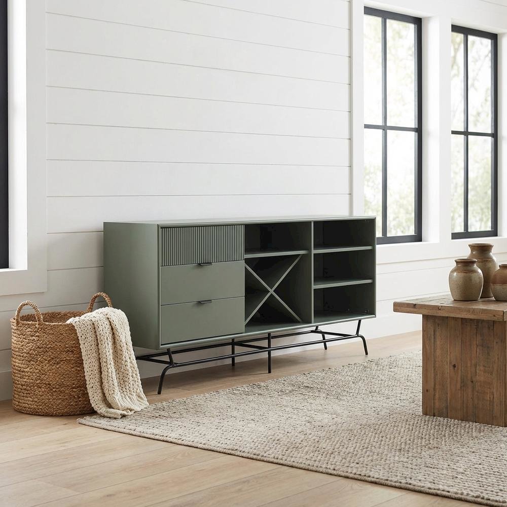 Finish TV Stand with 3-Drawers and 4 Shelves for Modern Living