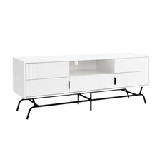 White TV Stand for TVs Up to 65 Inches with 3 Drawers