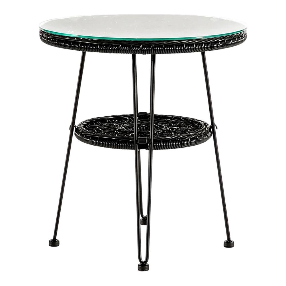 Black Wicker Outdoor Coffee Table with Durable Construction and Stylish Design