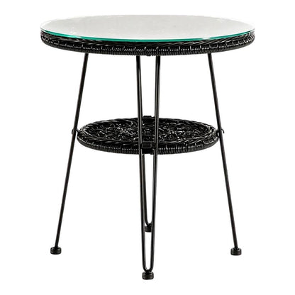 Black Wicker Outdoor Coffee Table with Durable Construction and Stylish Design
