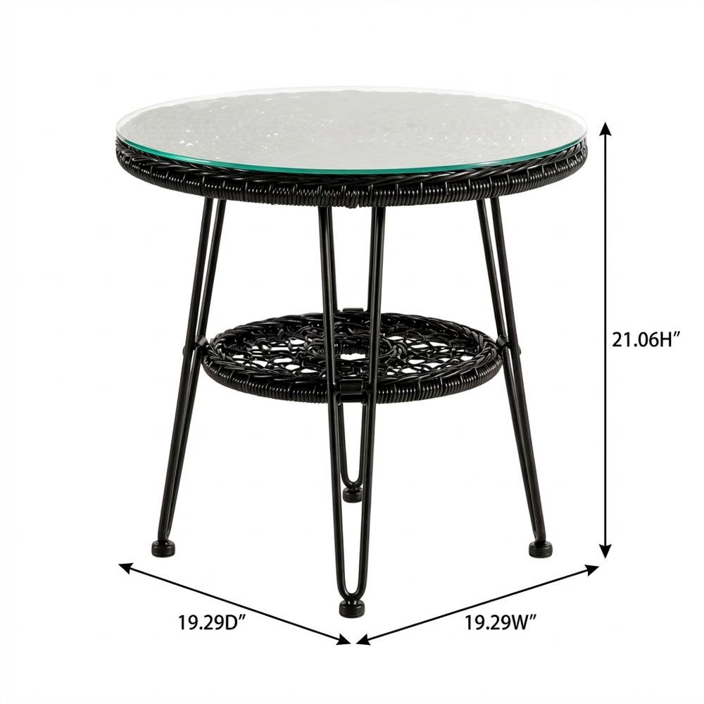 Black Wicker Outdoor Coffee Table with Durable Construction and Stylish Design