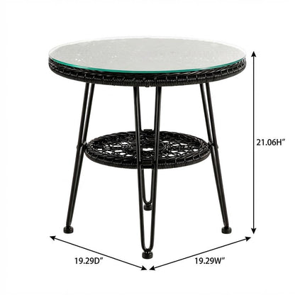 Black Wicker Outdoor Coffee Table with Durable Construction and Stylish Design