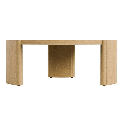 Round Oak Coffee Table with Plinth Base for Living Room Decor