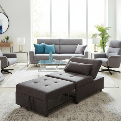 Gray Tufted Folding Ottoman Chair Sofa Bed - 43.5 Inch Long Single Sofa Design