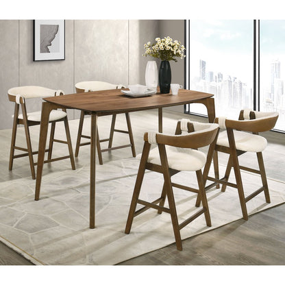 Alara 5-Piece Walnut Solid Wood Counter Dining Table Set