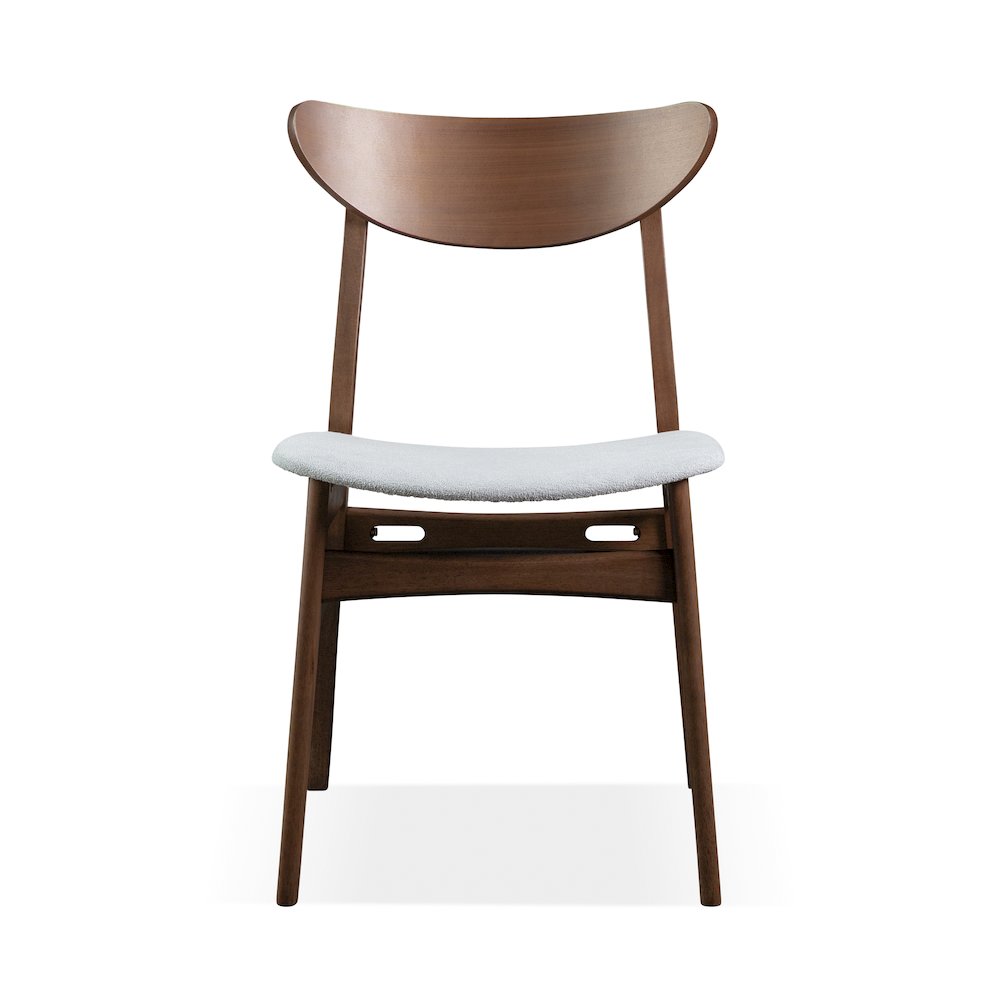 Erik 5-Piece Walnut Wood Dining Table Set with Boucle Seat