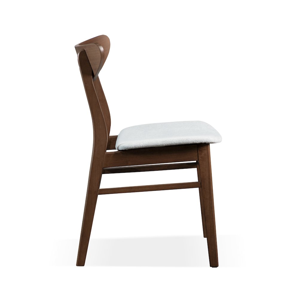 Erik 5-Piece Walnut Wood Dining Table Set with Boucle Seat