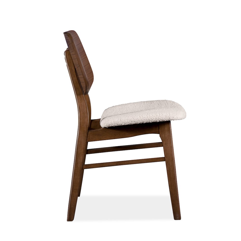 Erik 7-Piece Walnut Wood Dining Table Set with Boucle Seat