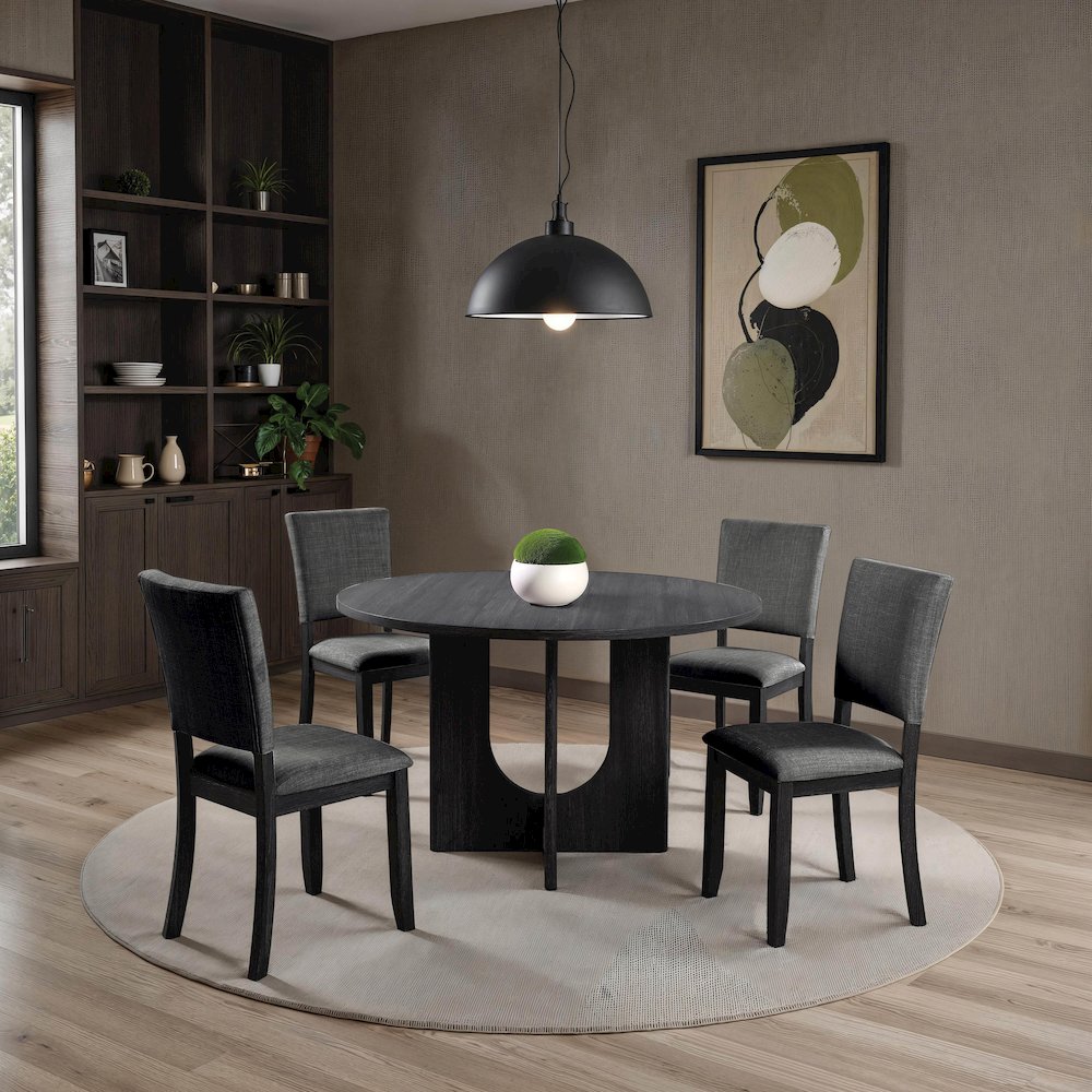 Ravyn Modern Solid Wood 5-Piece Round Dining Table Set