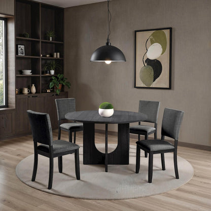 Ravyn Modern Solid Wood 5-Piece Round Dining Table Set