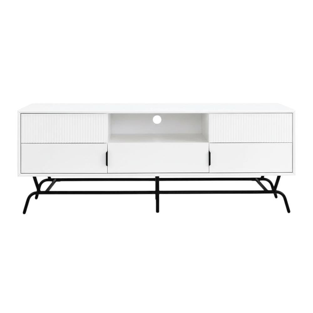 White TV Stand for TVs Up to 65 Inches with 3 Drawers