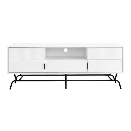 White TV Stand for TVs Up to 65 Inches with 3 Drawers