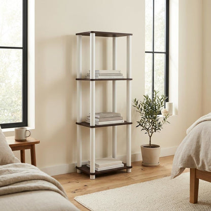 Wooden 4-Tier Open Bookcase with Spacious Shelves for Living Room or Office