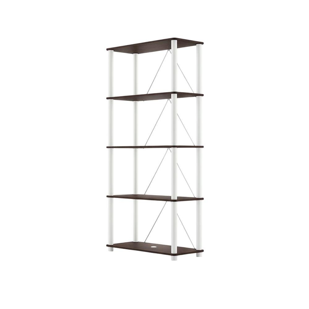 Wood 5-Tier Open Bookcase with Spacious Shelving for Home Office and Living Room