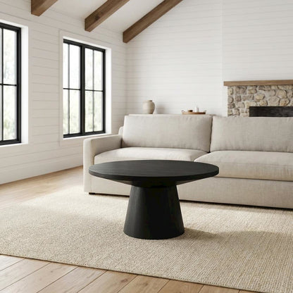 Round Solid Wood Coffee Table with Durable Finish for Modern Living