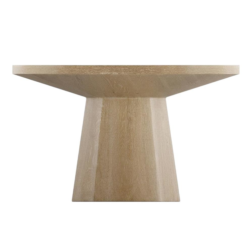Round Solid Wood Coffee Table with Pedestal Base, Modern Design