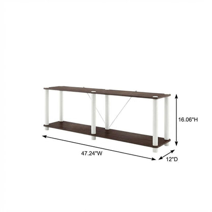 Wood 2-Tier Bookcase with Open Shelves for Living Room and Office