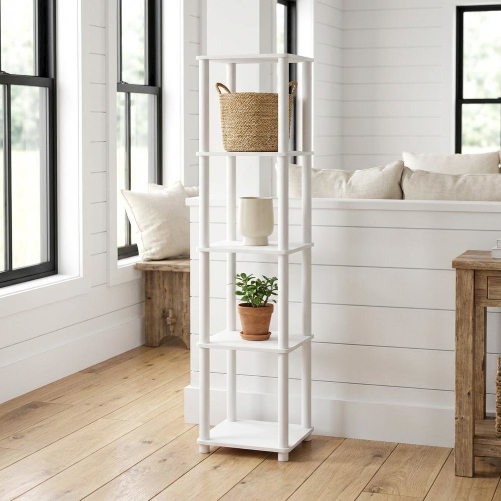 Wood 5-Tier Open Bookcase with Multiple Shelves and Sturdy Construction