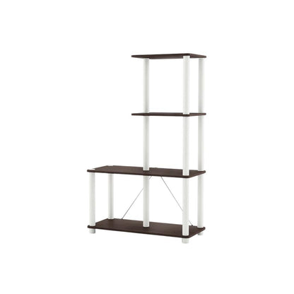 Wooden 4-Cube Shelves Open Bookcase with Storage Compartments