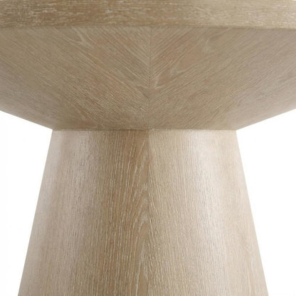 Round Solid Wood Coffee Table with Pedestal Base, Modern Design