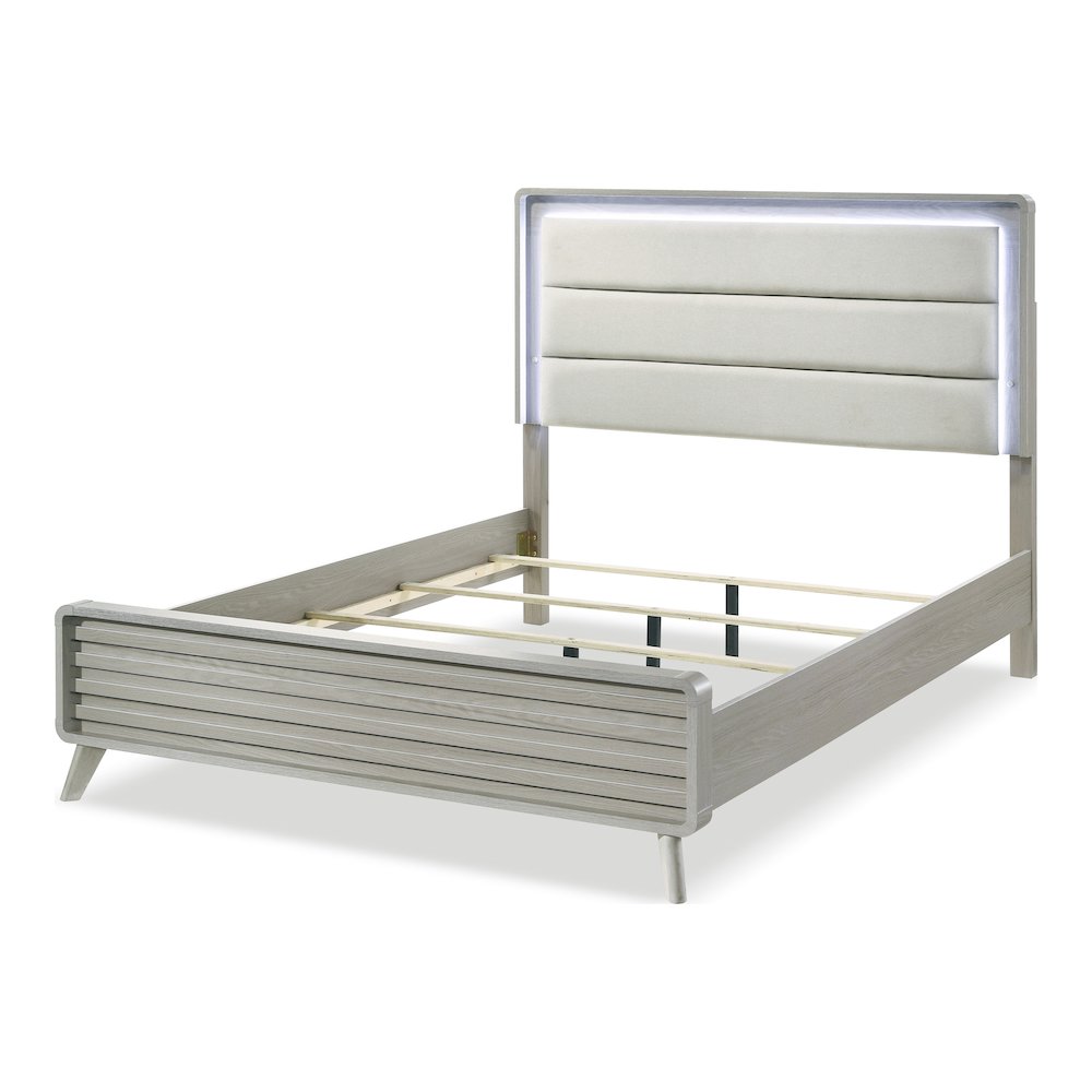 Sander 2-Piece Gray Wood Panel Upholstered Bedroom Set