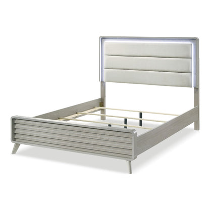 Sander 2-Piece Gray Wood Panel Upholstered Bedroom Set