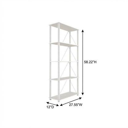 Wooden 5-Tier Bookcase with Open Shelves for Living Room and Office
