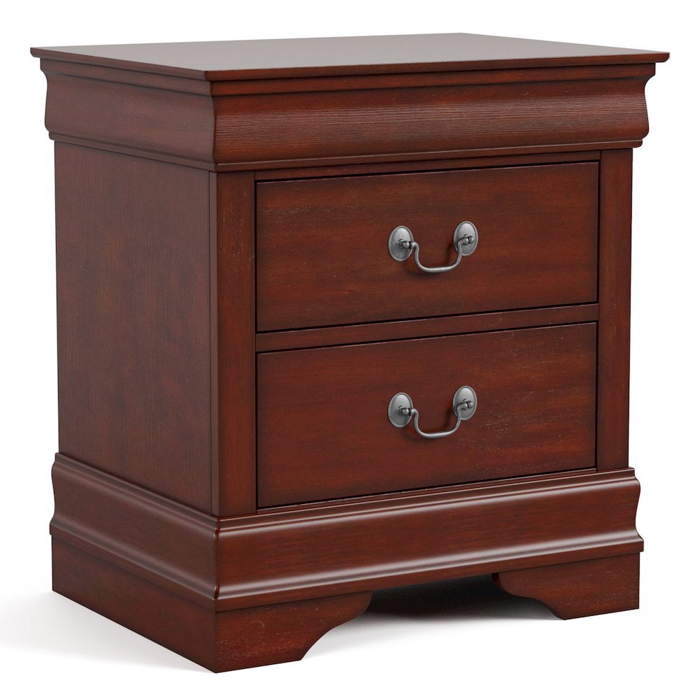 Brown Wooden Nightstand with 2 Drawers – Small 21.7 Inch Wide Bedroom Nightstand