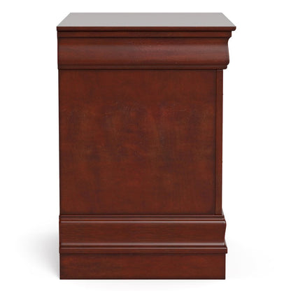 Brown Wooden Nightstand with 2 Drawers – Small 21.7 Inch Wide Bedroom Nightstand