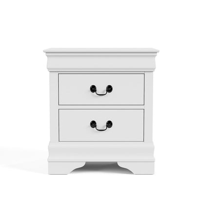 White Wooden Nightstand with 2 Drawers – Small 21.7 Inch Wide Bedroom Nightstand