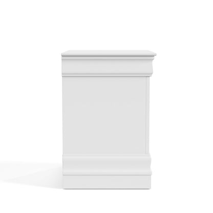 White Wooden Nightstand with 2 Drawers – Small 21.7 Inch Wide Bedroom Nightstand