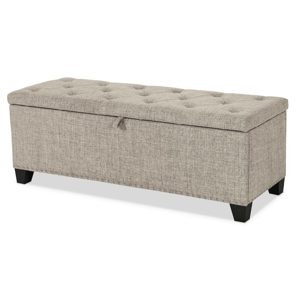 Light Brown Ottoman with Storage – Upholstered Storage Bench for Bedroom, Entry