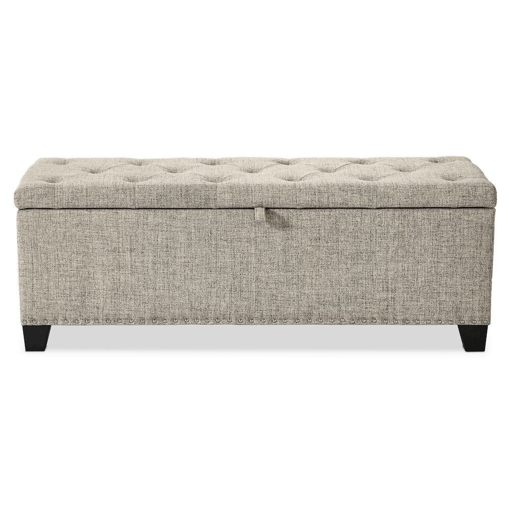 Light Brown Ottoman with Storage – Upholstered Storage Bench for Bedroom, Entry