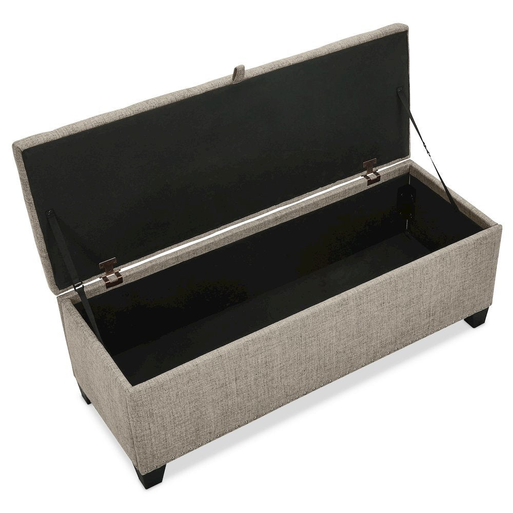 Light Brown Ottoman with Storage – Upholstered Storage Bench for Bedroom, Entry