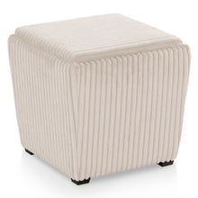Beige Pink Storage Ottoman with Flip Top Tray – Upholstered Ottoman Table