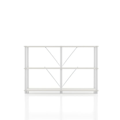 White Standing Shelf – 3 Tier Display Shelf with Horizontal Bookshelf Design