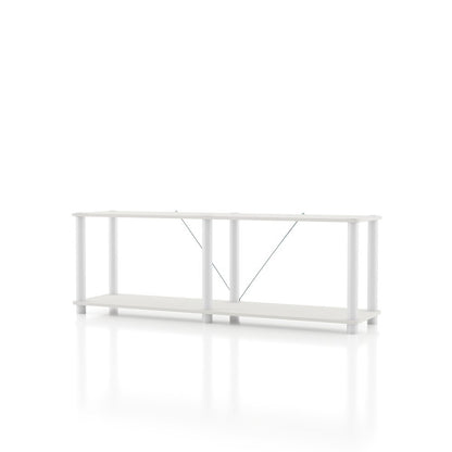 White Standing Shelf – 2 Tier Display Shelf with Horizontal Bookshelf Design
