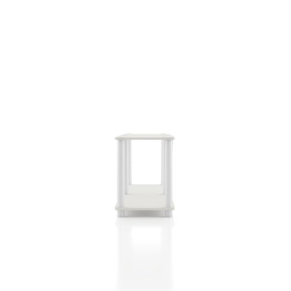 White Standing Shelf – 2 Tier Display Shelf with Horizontal Bookshelf Design