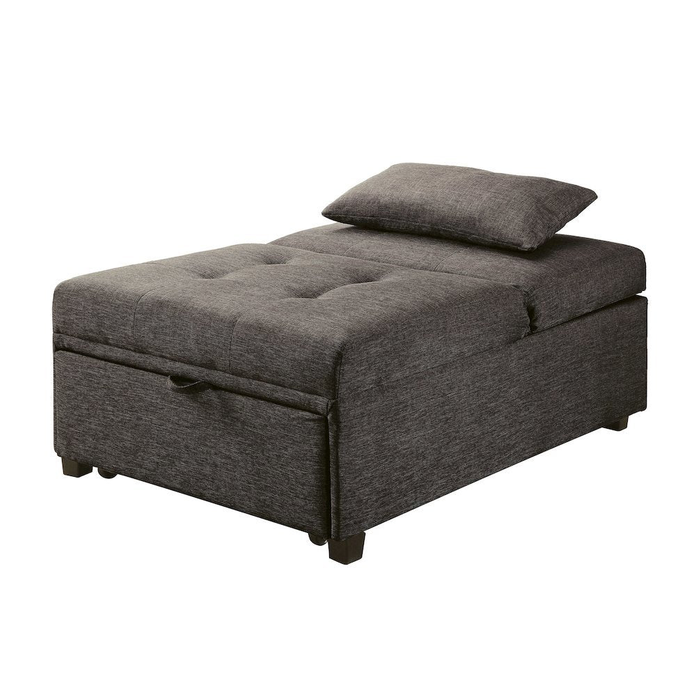 Gray Tufted Folding Ottoman Chair Sofa Bed - 43.5 Inch Long Single Sofa Design