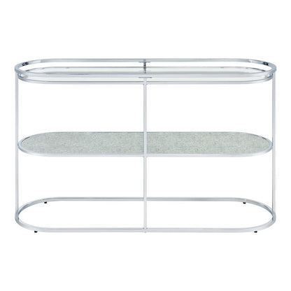 Chrome Metal Console Table – 48 Inch Sofa Table with Glass Top for Living Room
