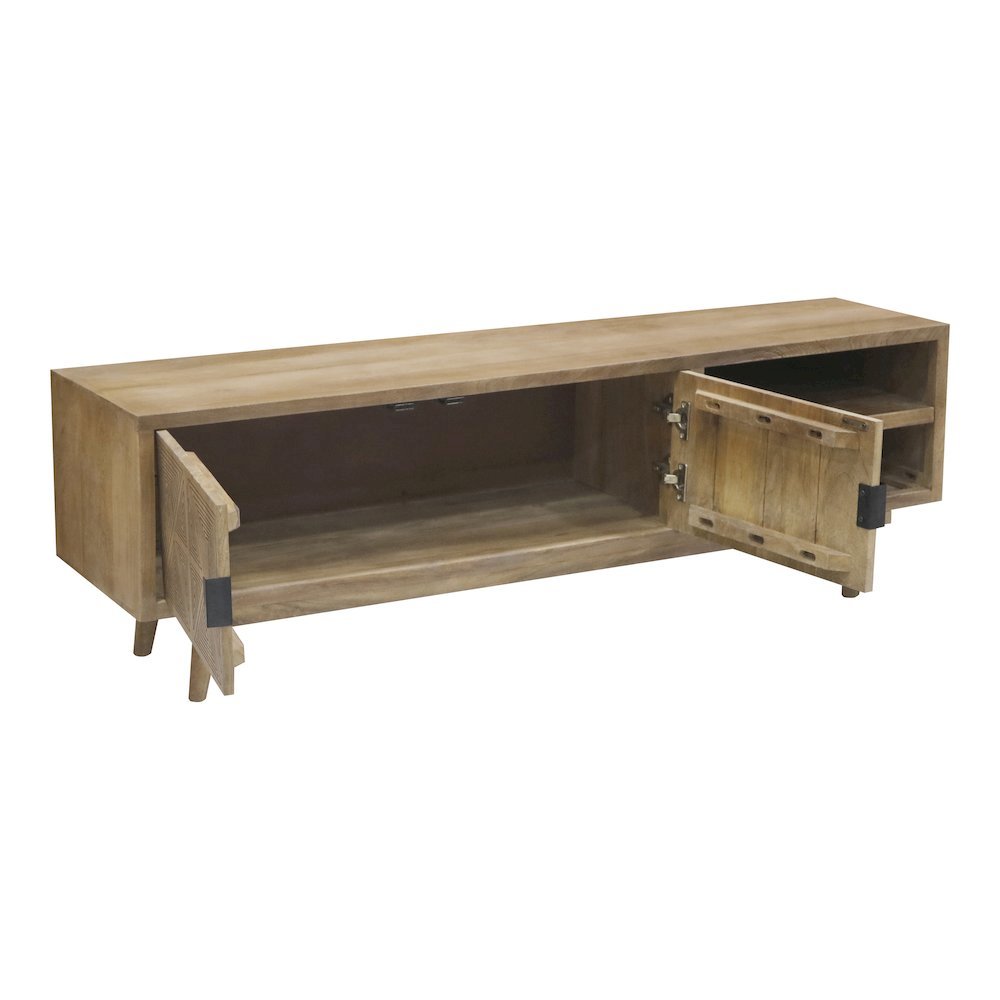 Brown Wood TV Console – Entertainment Center of 56 Inch Wide for Living Room