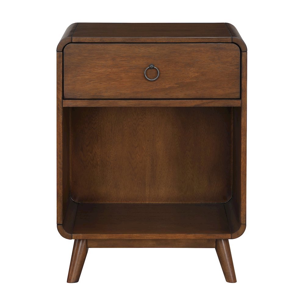Brown Wooden Nightstand – 1 Drawer Side Table for Bedroom Décor and Storage