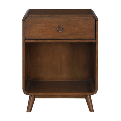 Brown Wooden Nightstand – 1 Drawer Side Table for Bedroom Décor and Storage