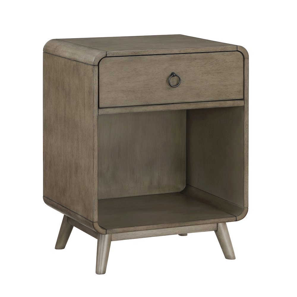 Gray Wooden Nightstand – 1 Drawer Side Table for Bedroom Décor and Storage