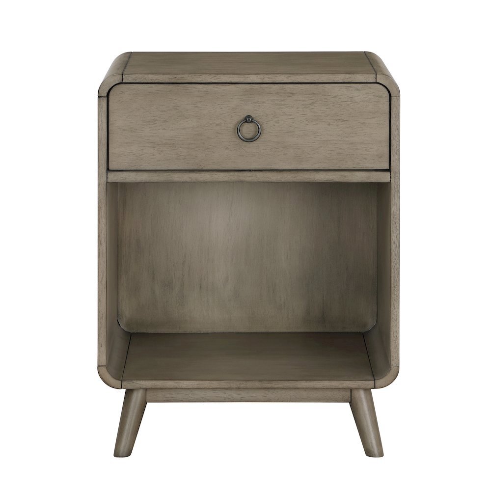 Gray Wooden Nightstand – 1 Drawer Side Table for Bedroom Décor and Storage