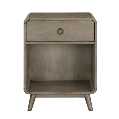 Gray Wooden Nightstand – 1 Drawer Side Table for Bedroom Décor and Storage