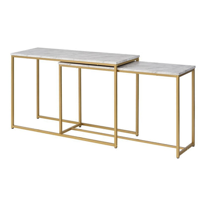 White Set of 2 Nesting Tables – Narrow Long Sofa Tables for Behind Couch