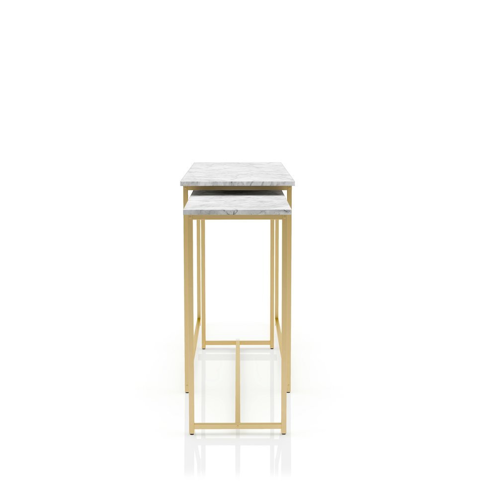 White Set of 2 Nesting Tables – Narrow Long Sofa Tables for Behind Couch