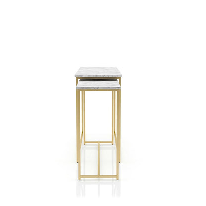 White Set of 2 Nesting Tables – Narrow Long Sofa Tables for Behind Couch
