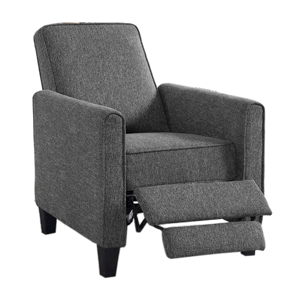 Gray Recliner Chair - Upholstered Sofa Chair with Push Back for Living Room